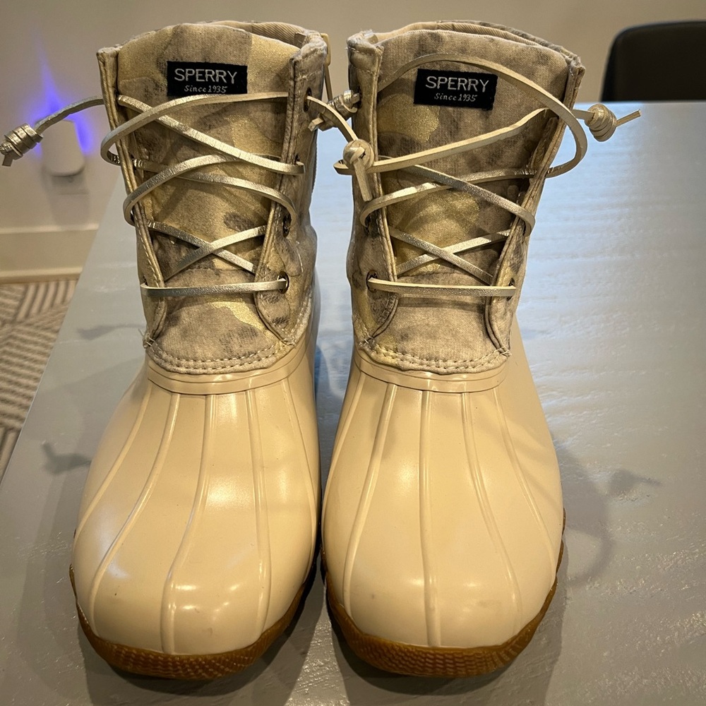 Sperry Saltwater Duck Boots Metallic Camo Waterproof Women’s 5 - Picture 4 of 9